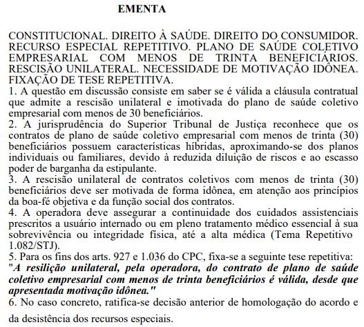 Decisão cancelamento abusivo plano de saúde